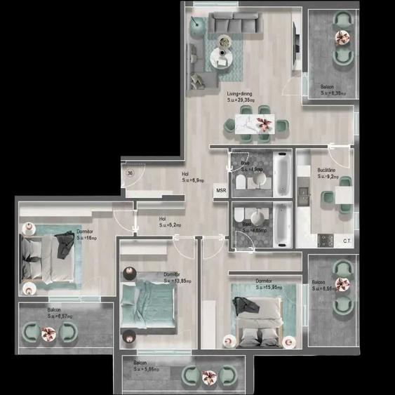 Apartament cu 2 camere decomandat în Păulești