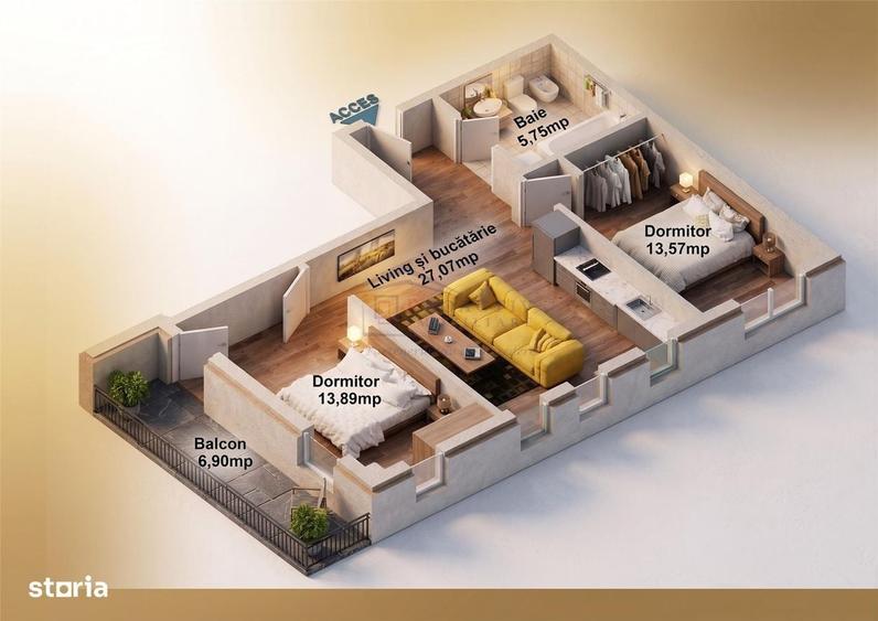Proiect bloc nou | 3 camere | Centru | 3c-4677 - 1