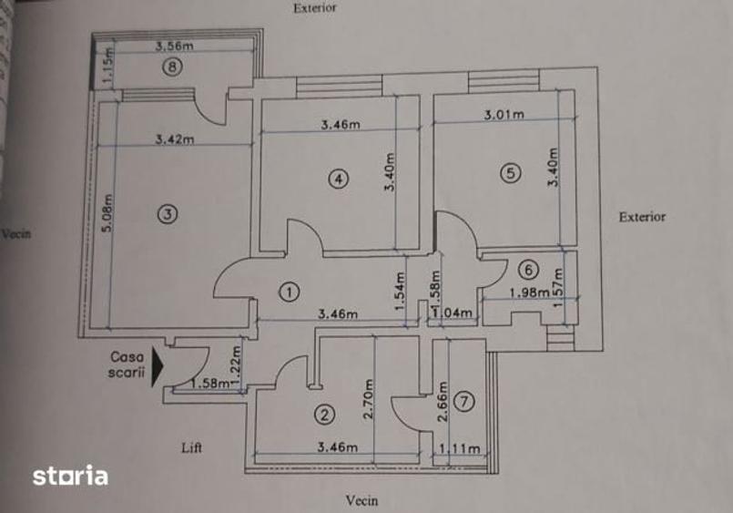 Apartament cu 3 camere decomandat în Cornișa