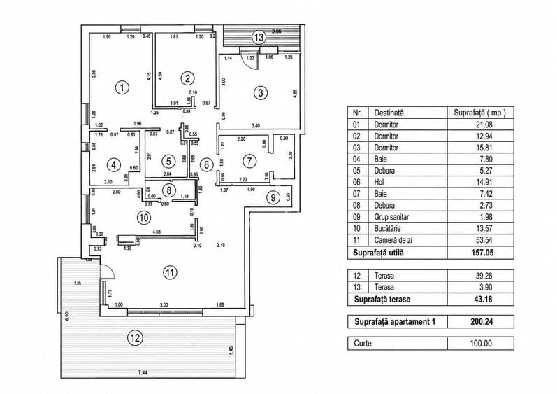 Apartament cu 4 camere decomandat, mobilat în Dorobanți