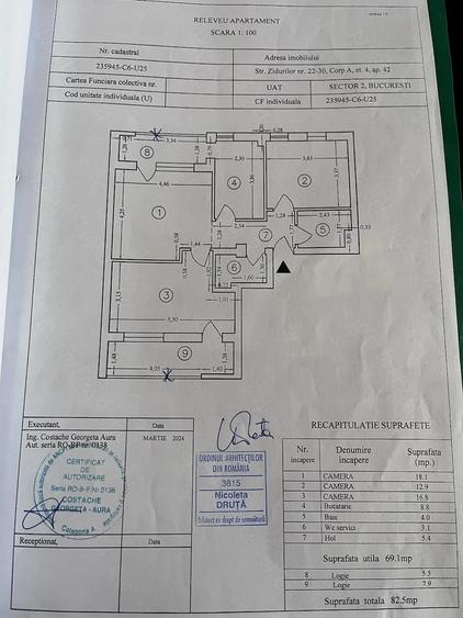 Apartament cu 3 camere decomandat în Central