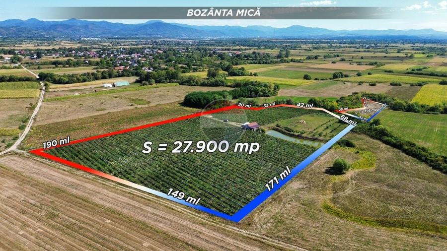 Teren agricol extravilan de 29656 mp, în Bozânta Mică