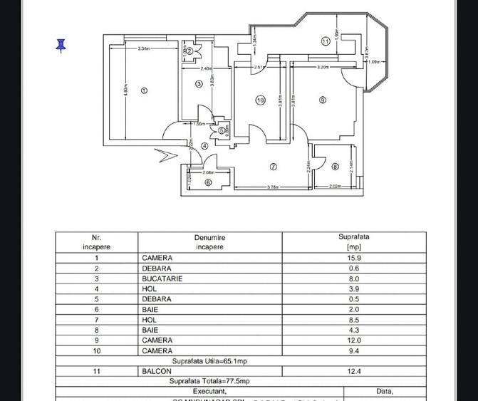 Apartament cu 3 camere decomandat în Popas Păcurari