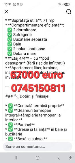 Apartament cu 3 camere decomandat în Central