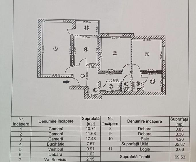 Apartament cu 3 camere decomandat în Berceni