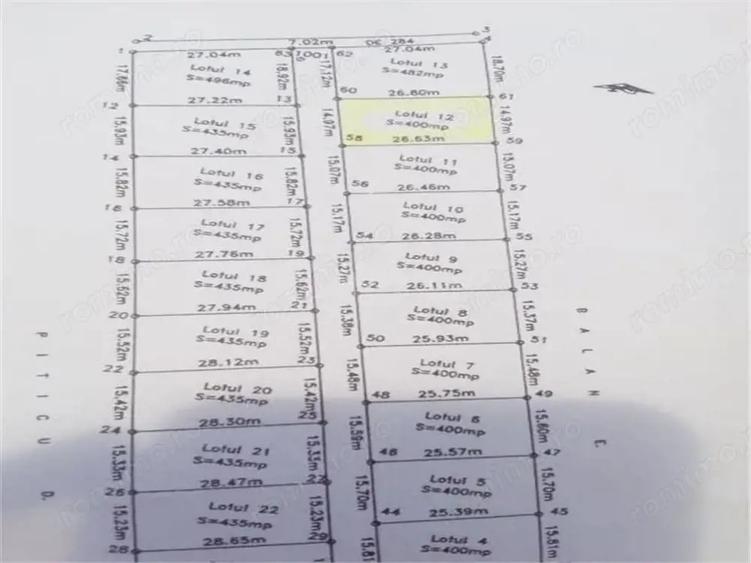 Teren de 400 mp, în Romanești