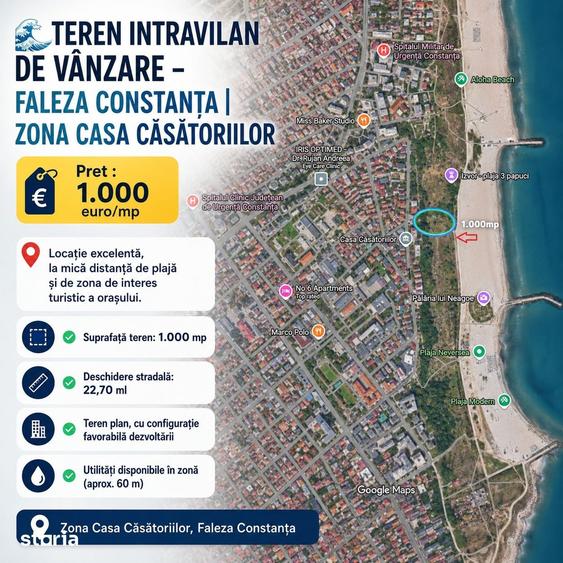 Teren de 1000 mp, în Exterior Vest