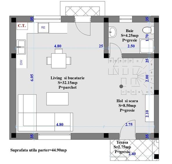 Case insiruite , 4 camere , P+1E - central in Valea Lupului - 14