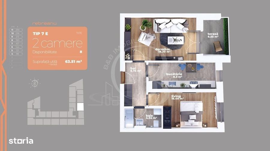 Apartament cu 2 camere în Liviu Rebreanu