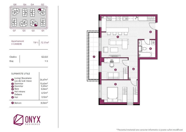 Apartament cu 3 camere decomandat în Galata