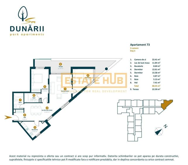 Apartament cu 3 camere semidecomandat în Între Lacuri