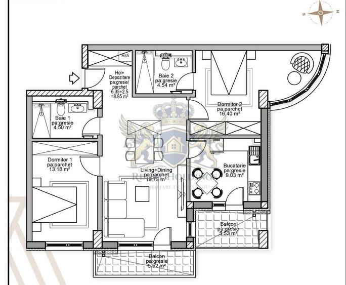 Apartament cu 3 camere decomandat în Tractorul