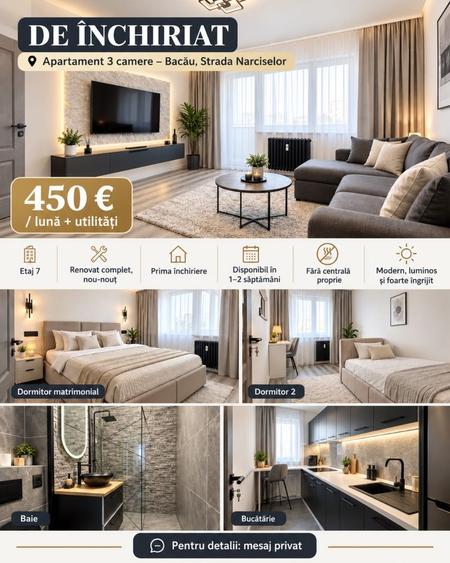 Apartament cu 3 camere decomandat în Exterior Vest