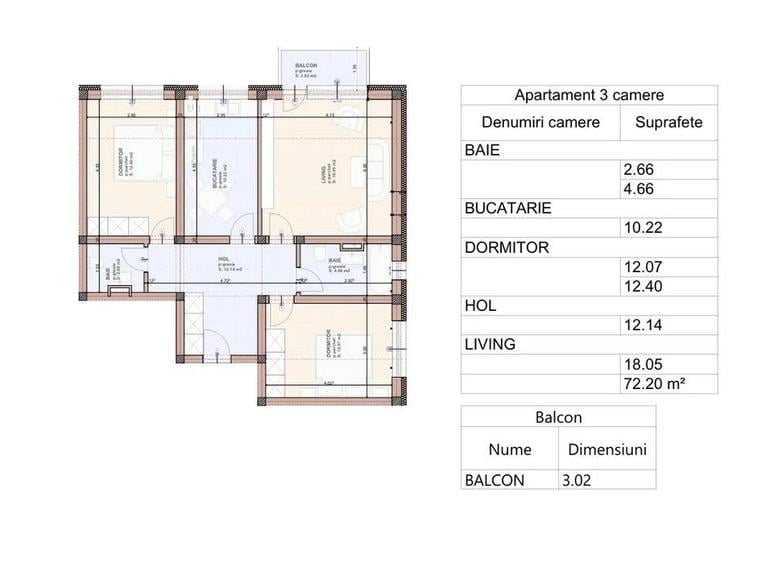 Apartament cu 3 camere în Sânpetru