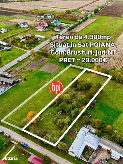Teren de 4300 mp, în Brusturi