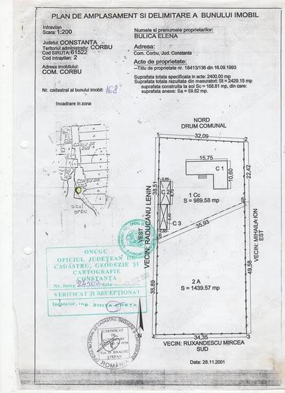 Teren de 2400 mp, în Corbu