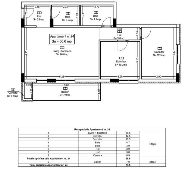 Apartament cu 5 camere semidecomandat în Central