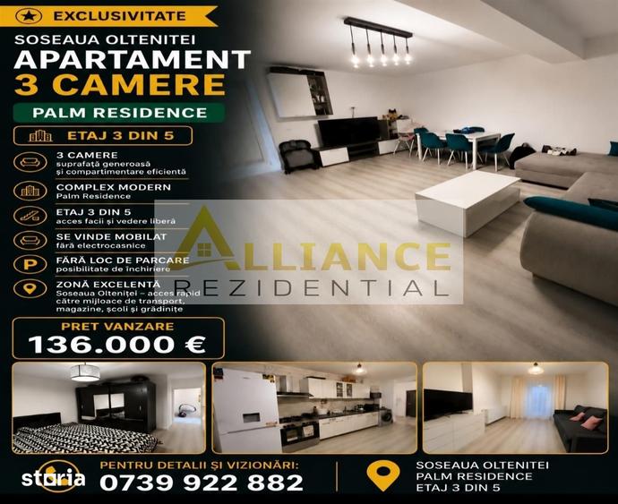Palm Residence Soseaua Oltenitei Apartament 3 camere 2 bai mobilat - 13