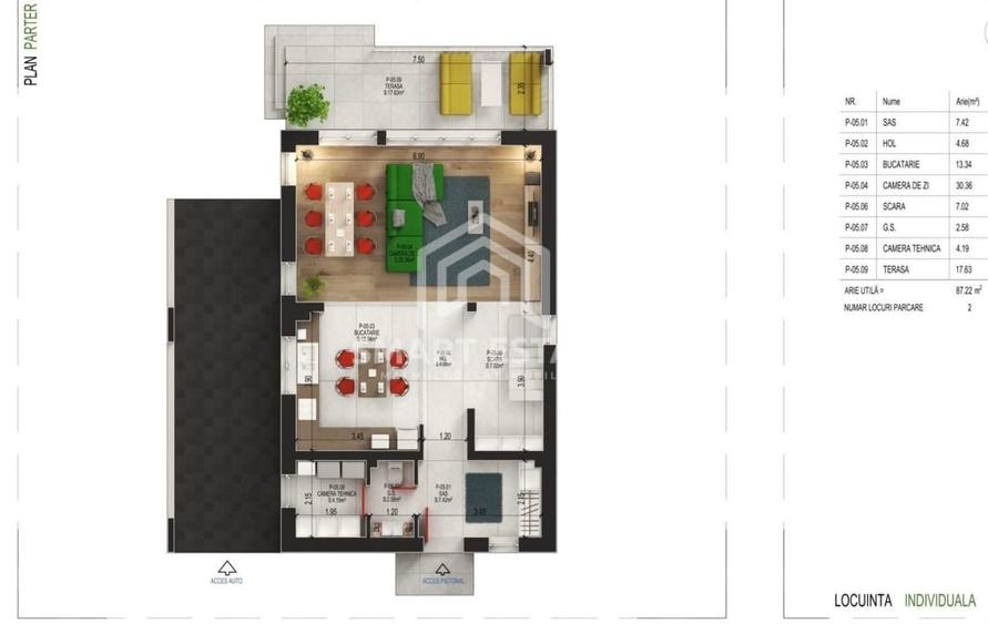 Duplex cu 6 camere cu Canalizare în 1 Decembrie 1918