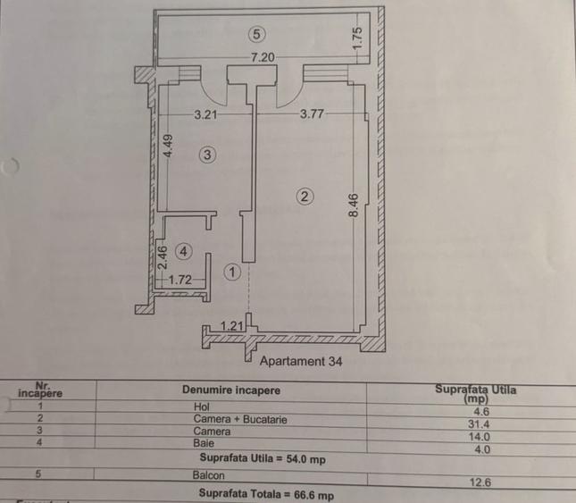 Apartament cu 2 camere semidecomandat în Mamaia-Sat