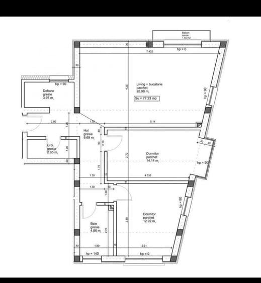 Apartament cu 3 camere decomandat în Florești
