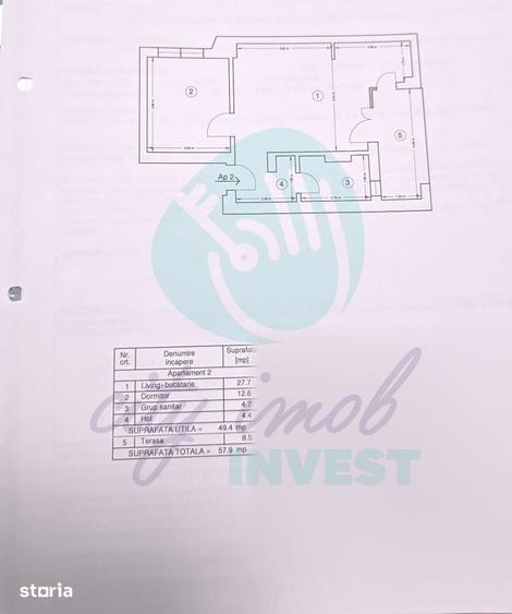 Apartament cu 2 camere în Armeneasca