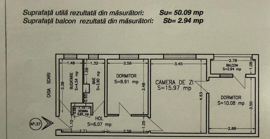 Apartament cu 3 camere semidecomandat, mobilat în Casa de Cultură