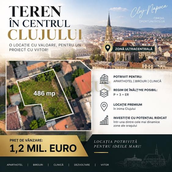 Teren Construcții intravilan de 486 mp, în Central