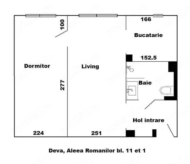 Apartament cu 2 camere semidecomandat în Dacia