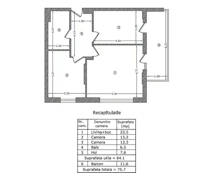 Apartament cu 3 camere decomandat în Nord