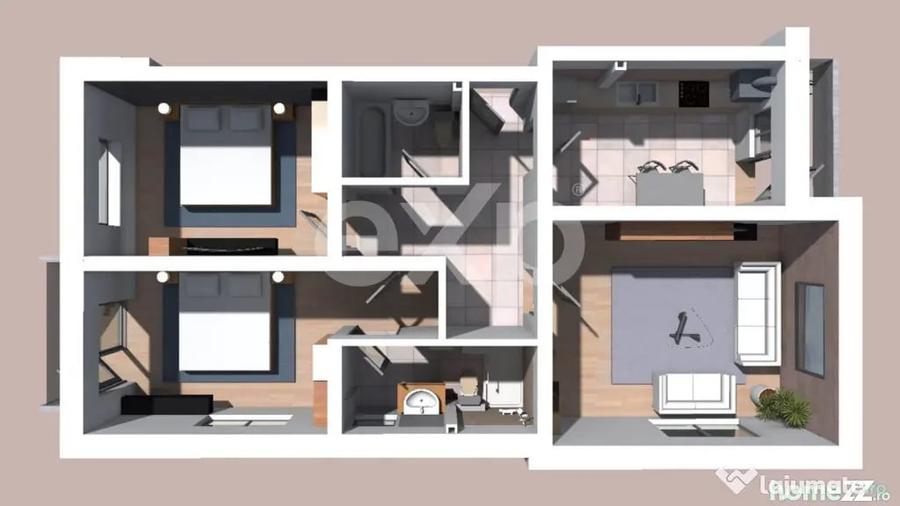 Apartament cu 3 camere decomandat în Trivale