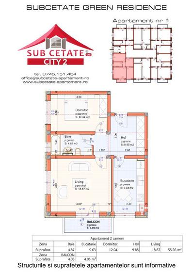 Apartament cu 2 camere decomandat în Central