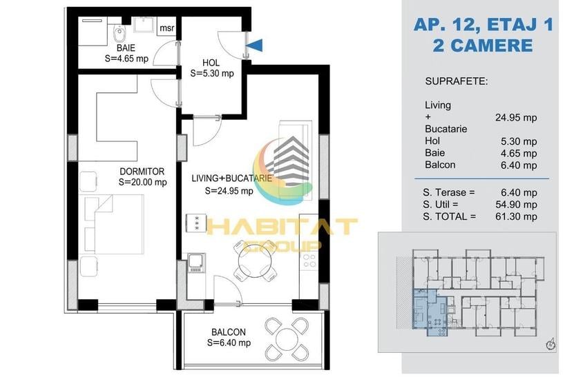 Pallady 2 camere tip studio 61 mp la 15 min. metrou N.Teclu - 3
