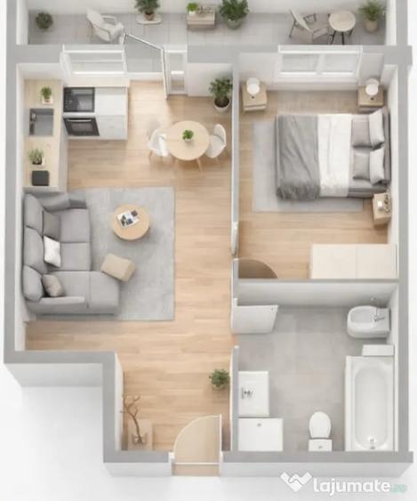 Apartament cu 2 camere semidecomandat în Florești