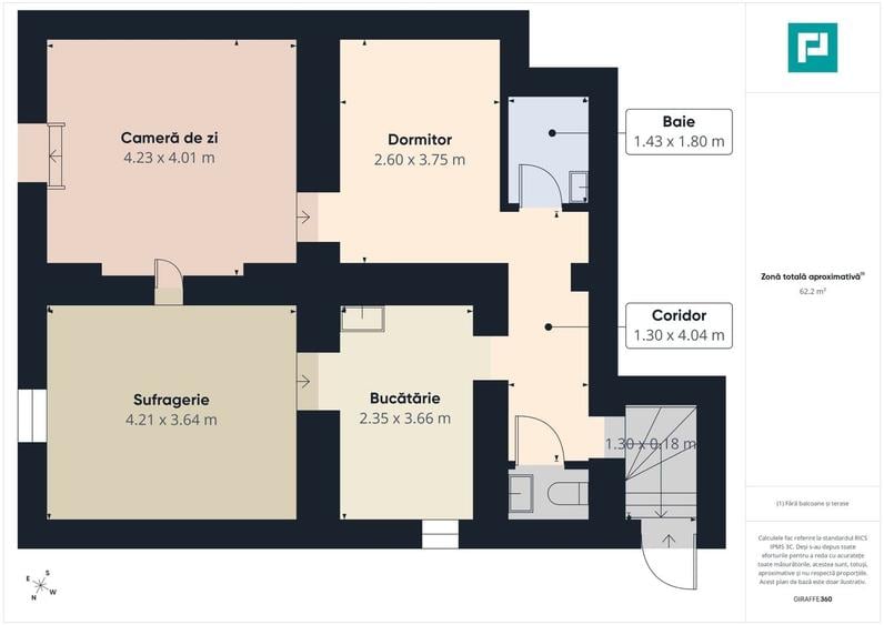 Apartament 3 camere, 62.2 mp, strada Ion Ghica - 2