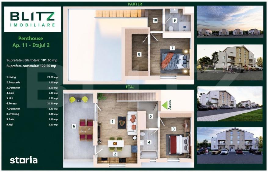 Apartament cu 4 camere în Noua