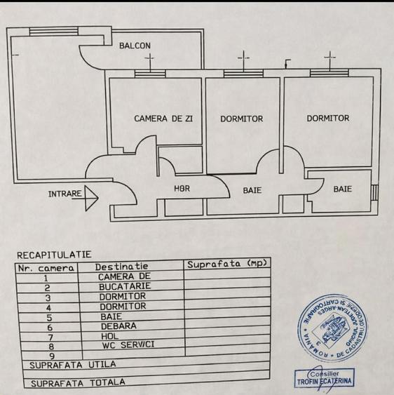 Apartament cu 3 camere decomandat în Central