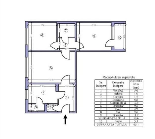 Apartament cu 3 camere semidecomandat, mobilat în Drumul Taberei