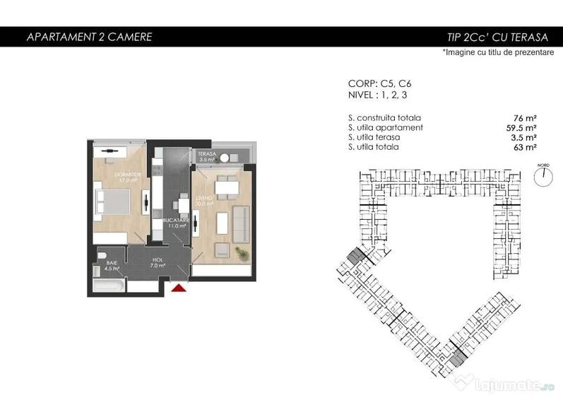 Apartament cu 2 camere decomandat în Străulești