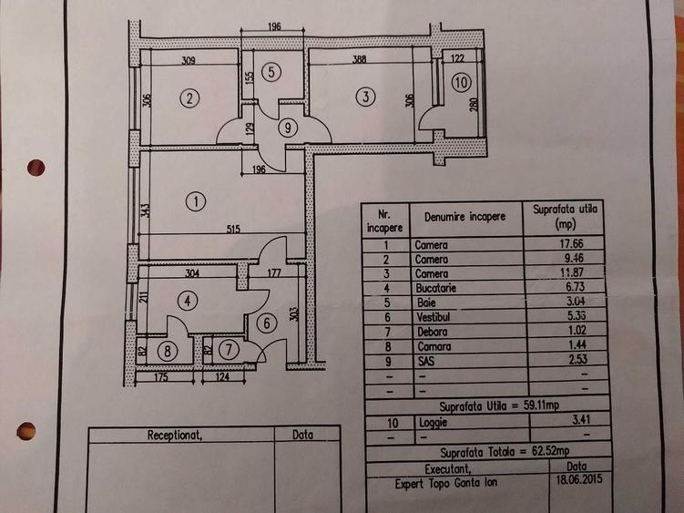 Apartament cu 3 camere semidecomandat în Giurgiului