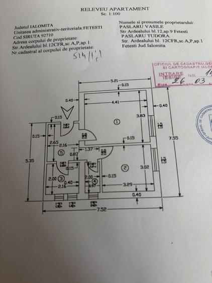 Apartament cu 2 camere decomandat în Fetești-Gară