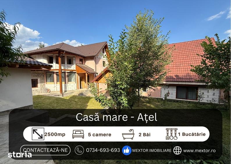 Casă cu 5 camere cu Teren 2500 Mp în Ațel