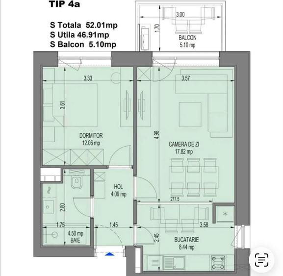 Apartament cu 2 camere decomandat în Pipera