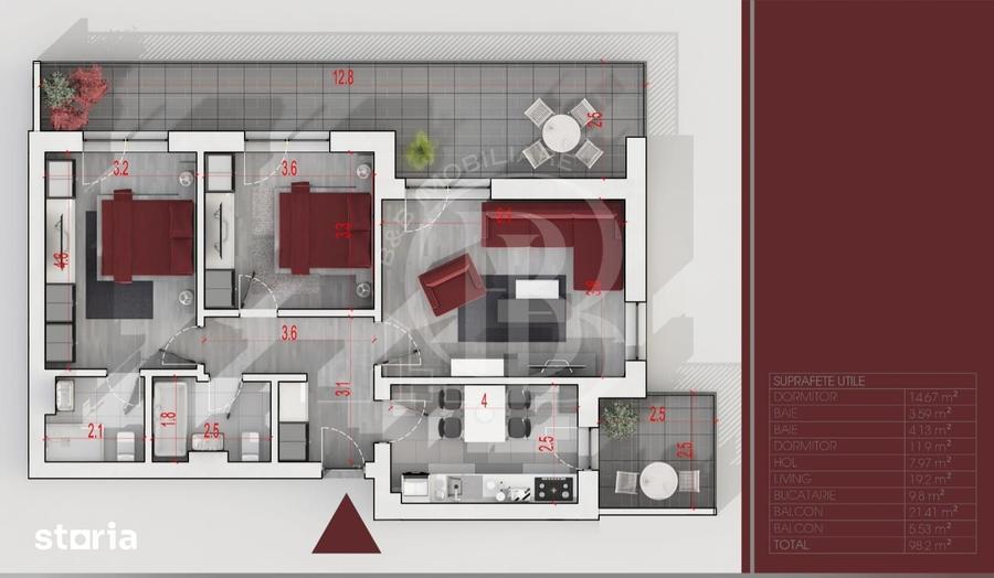 Apartament 3 camere FINALIZAT 100mp Loc parcare inclus - 7