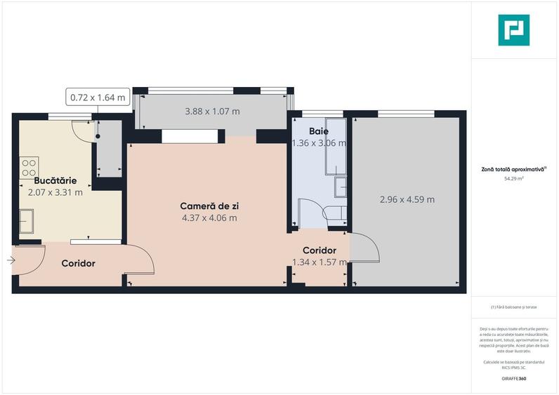 Apartament cu 2 camere semidecomandat în Aurel Vlaicu