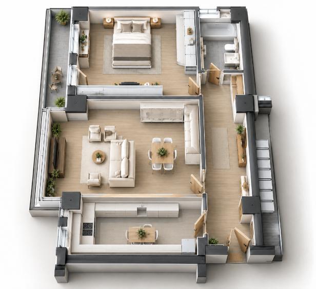 Apartament cu 2 camere decomandat în Central