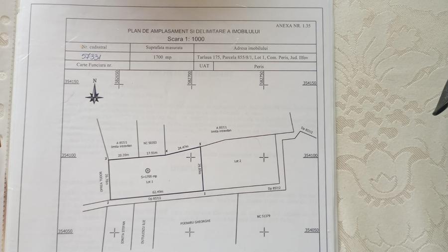 Teren Construcții intravilan de 1700 mp, în Periș