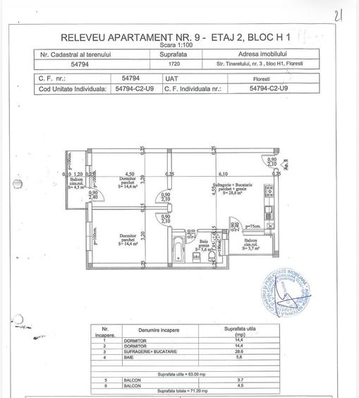 Apartament cu 3 camere decomandat, mobilat în Florești