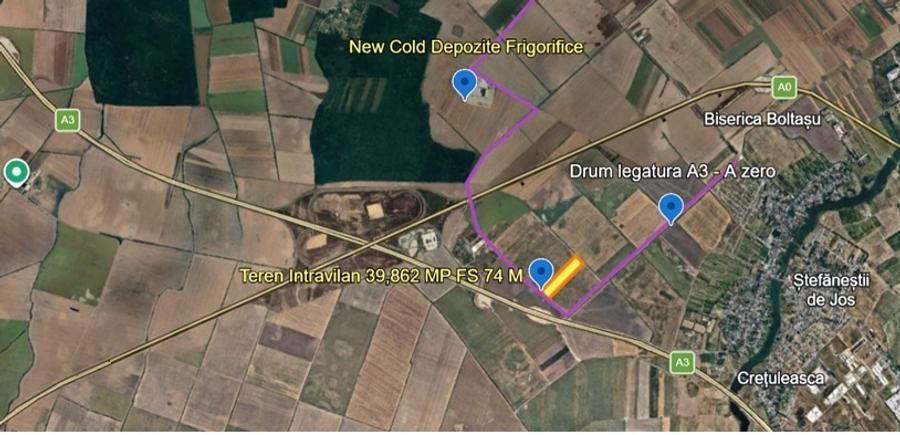 Teren agricol intravilan de 39862 mp, în Ștefăneștii de Jos