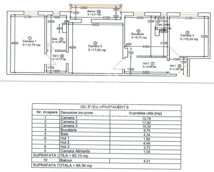 Apartament cu 3 camere semidecomandat, mobilat în Șagului
